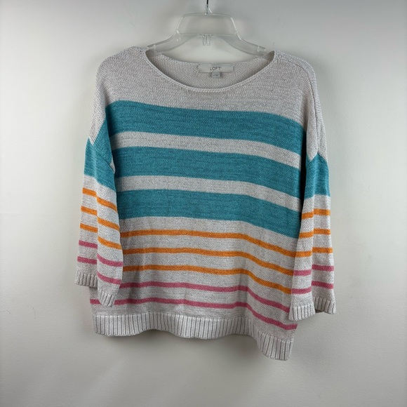 LOFT striped scoop neck sweater size medium. - Picture 1 of 7